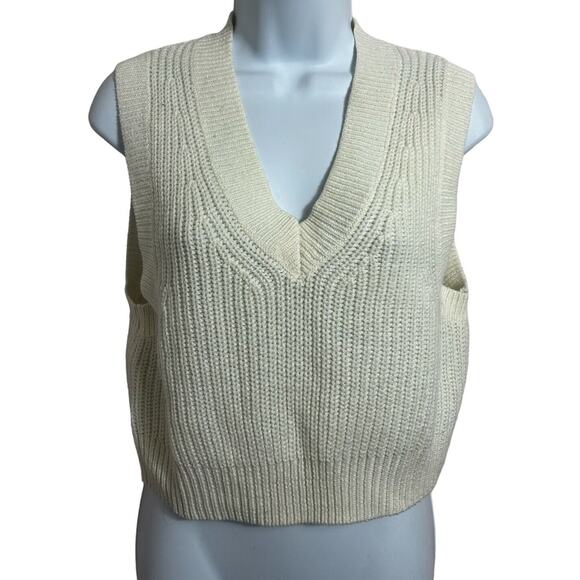Divided H&M Ribbed Sweater Vest Sz Small Double Knit Sleeveless V-Neck Rib Knit - Picture 5 of 5